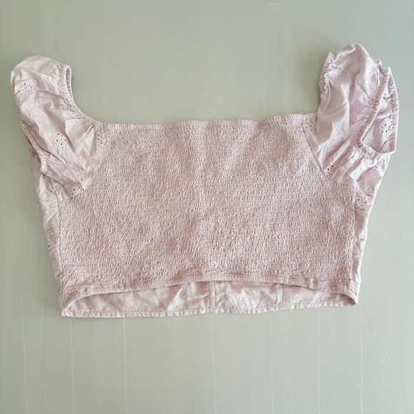 NWT Aeropostale Women's XXL Lilac Smocked Off Shoulder Cropped Top 100% Cotton - Picture 2 of 11